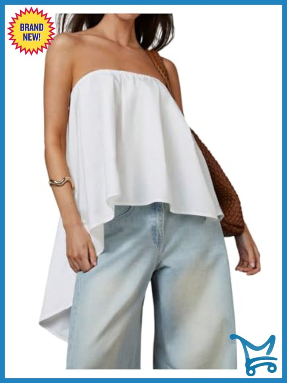 SweatyRocks Women's High Low Peplum Strapless Tube Top